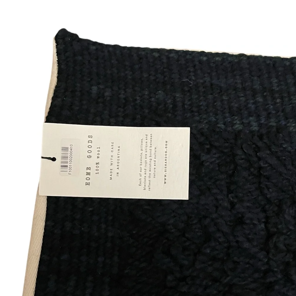 NWT Sien + Co Zona Highland Sheep Wool Woven 20”x20” Pillow Cover Midnight Blue
